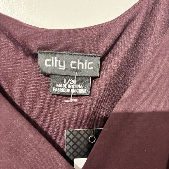 NWT City Chic Maroon Plus Size Dress Women Pockets‎ Size Large Size 20 - Picture 4 of 8